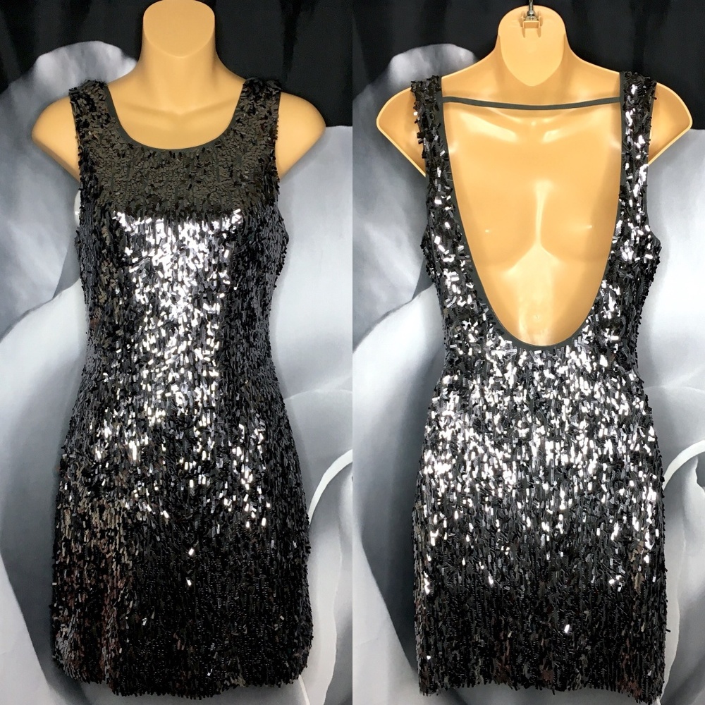 Express Sequin Low Back Party Dress